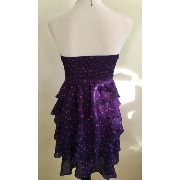 Volcom Retro Barbiecore Purple Polkadot Tiered Ruffled Party Dress ✨ - Picture 6 of 9